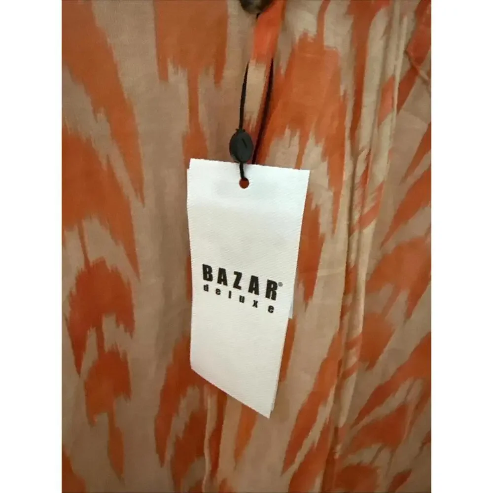 BAZAR DELUXE Kaftan NWT Size 48 Tan Orange Beach Cover - Picture 3 of 10
